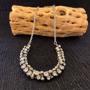 Aero Silver Tone Rhinestone Rolled Cluster Necklace